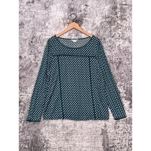 Boden Green and White Patterned Blouse size US 14